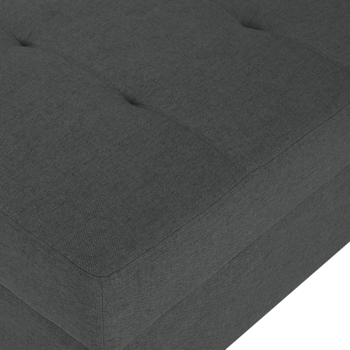 Classic Fabric Ottoman With Birch Wood Legs And High Quality Foam Padding - Dark Gray