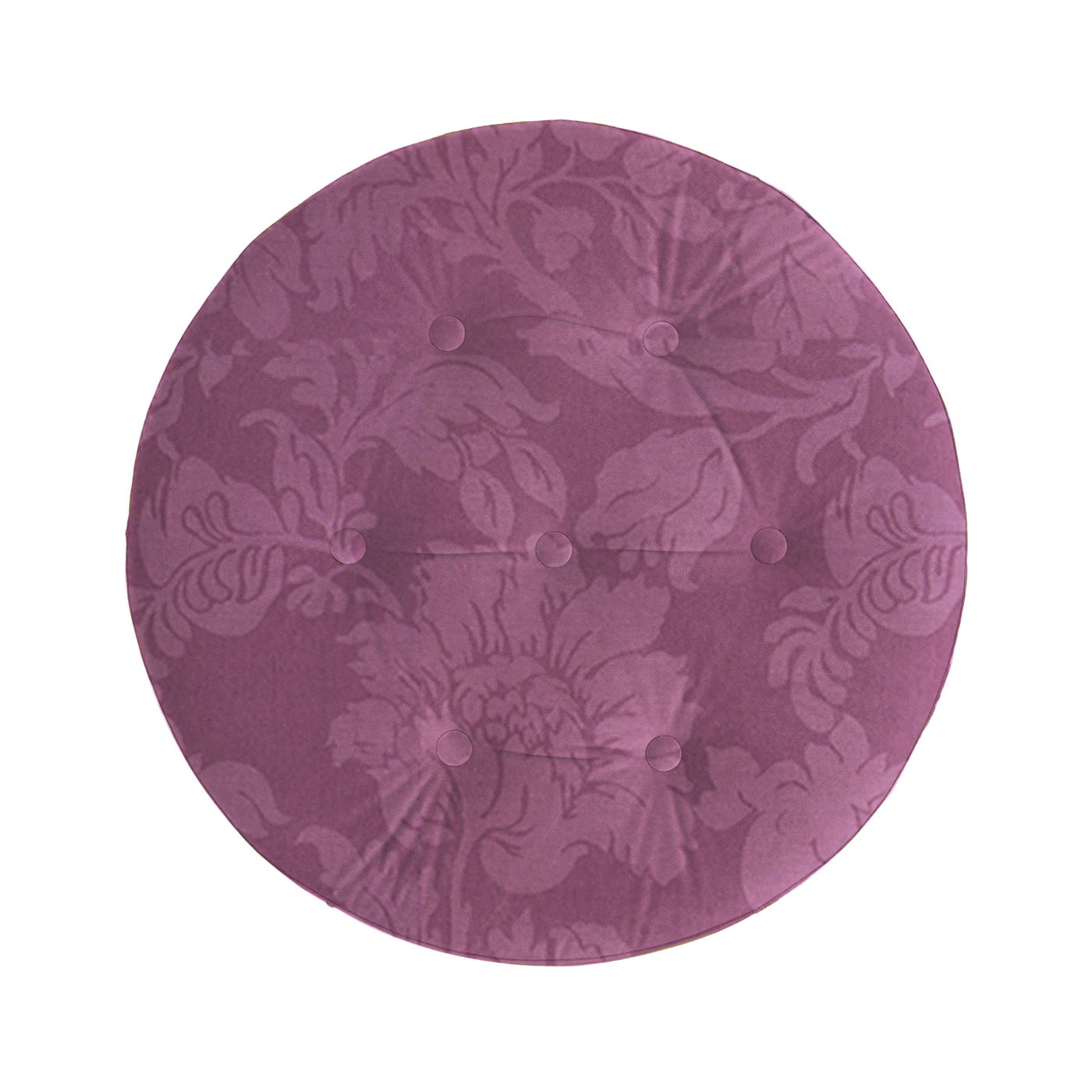 Yolanda - Round Upholstered Accent Ottoman - Purple Floral / Gold