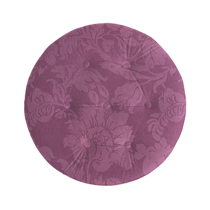 Yolanda - Round Upholstered Accent Ottoman - Purple Floral / Gold