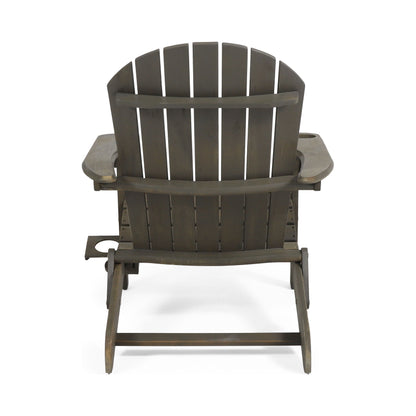 Zenithia - Outdoor Foldable Adirondack Chair With 2 Cup Holders - Gray