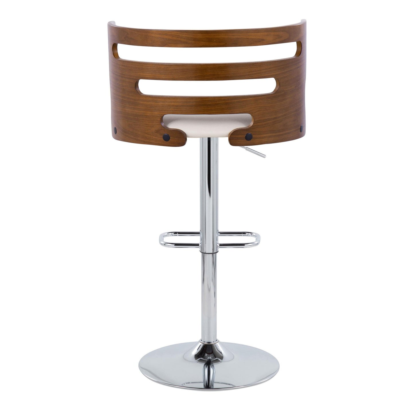Cosi - Mid-Century Modern Adjustable Barstool With Swivel With Rounded Rectangle Footrest (Set of 2) - Chrome / Walnut / Brown