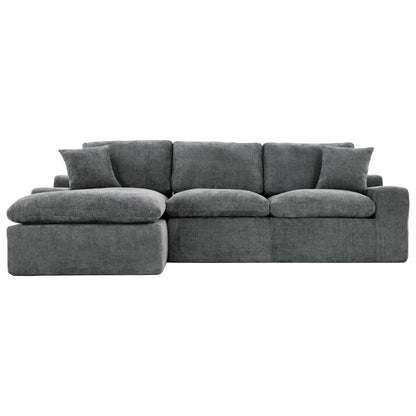 Cloud Sectional Sofa Upholstered Sofa Couch With Double-Layer Cushion And Side Pockets, Free Combined Sectional Sofa Full Compressed Sofa For Living Room - Gray