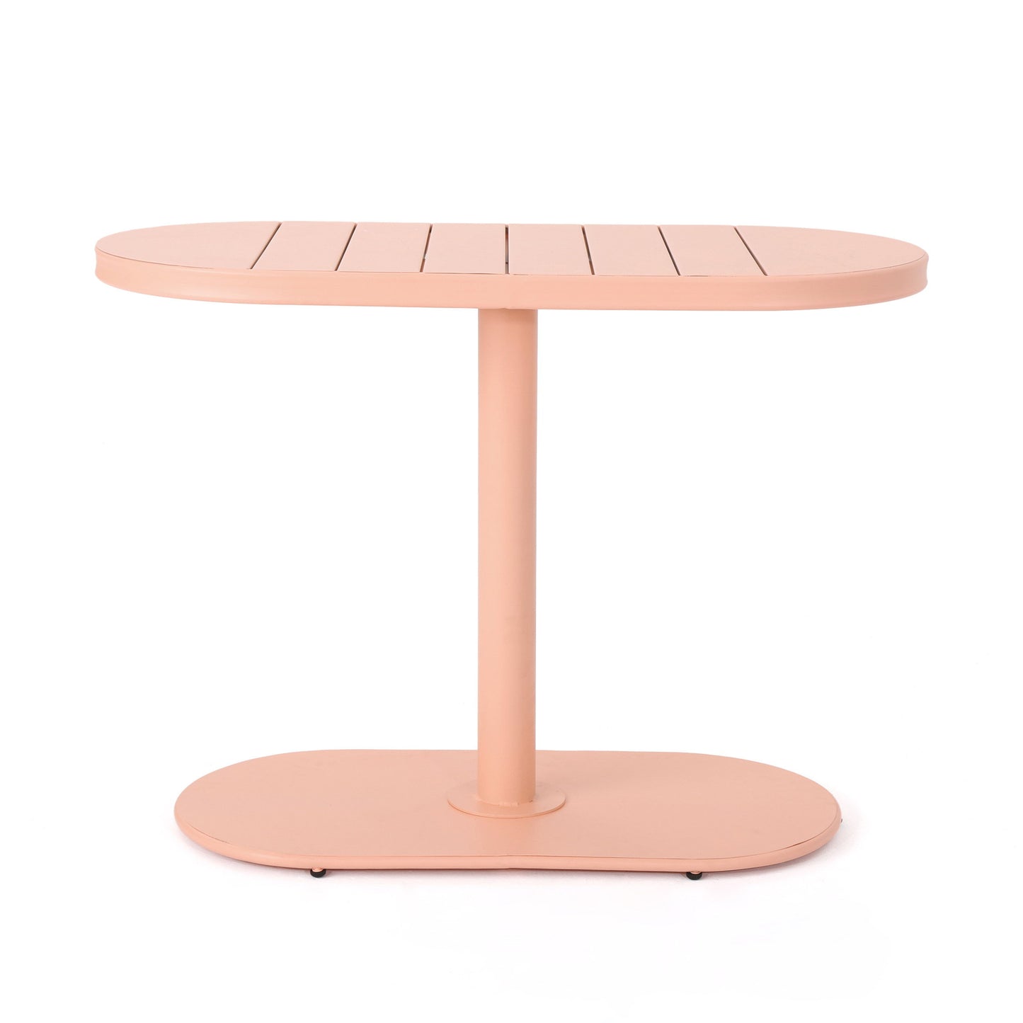 Outdoor Metal Seating Set With Coffee Table And 2 Chairs - Pink - Coral