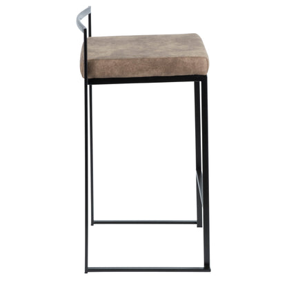 Fuji - Contemporary Stackable Counter Stool (Set of 2) - Brown / Black