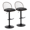 Riley - Farmhouse Adjustable Height Barstool With Swivel With Rounded T Footrest (Set of 2) - Black / Bronze / Dark Walnut / Brown