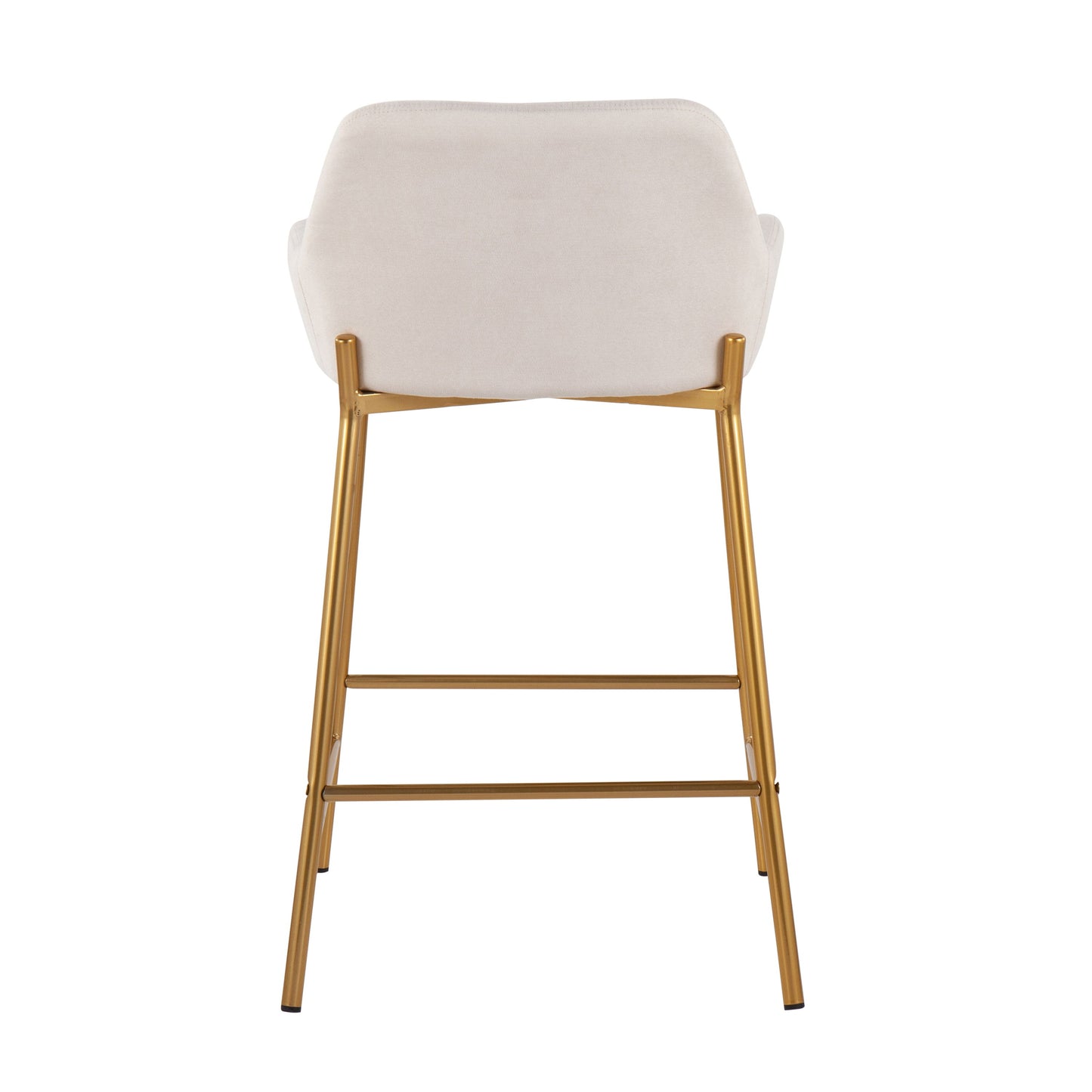 Daniella - Contemporary / Glam Fixed Height Counter Stool (Set of 2) - Gold / Cream