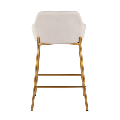 Daniella - Contemporary / Glam Fixed Height Counter Stool (Set of 2) - Gold / Cream