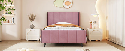 Twin Size Upholstered Platform Bed - Pink