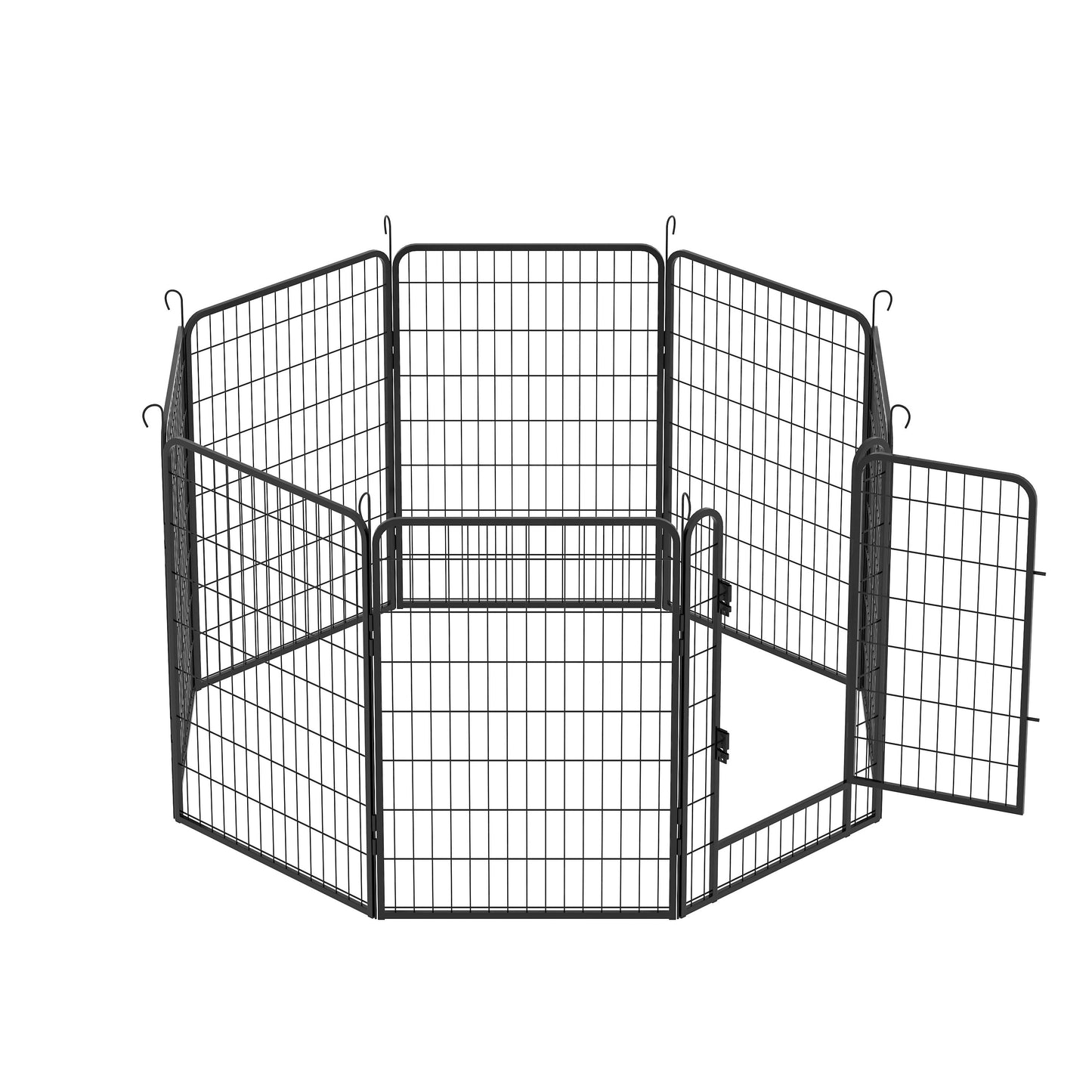 8 Panels Heavy Duty Metal Playpen With Door, Dog Fence Pet Exercise Pen For Outdoor, Indoor - Black