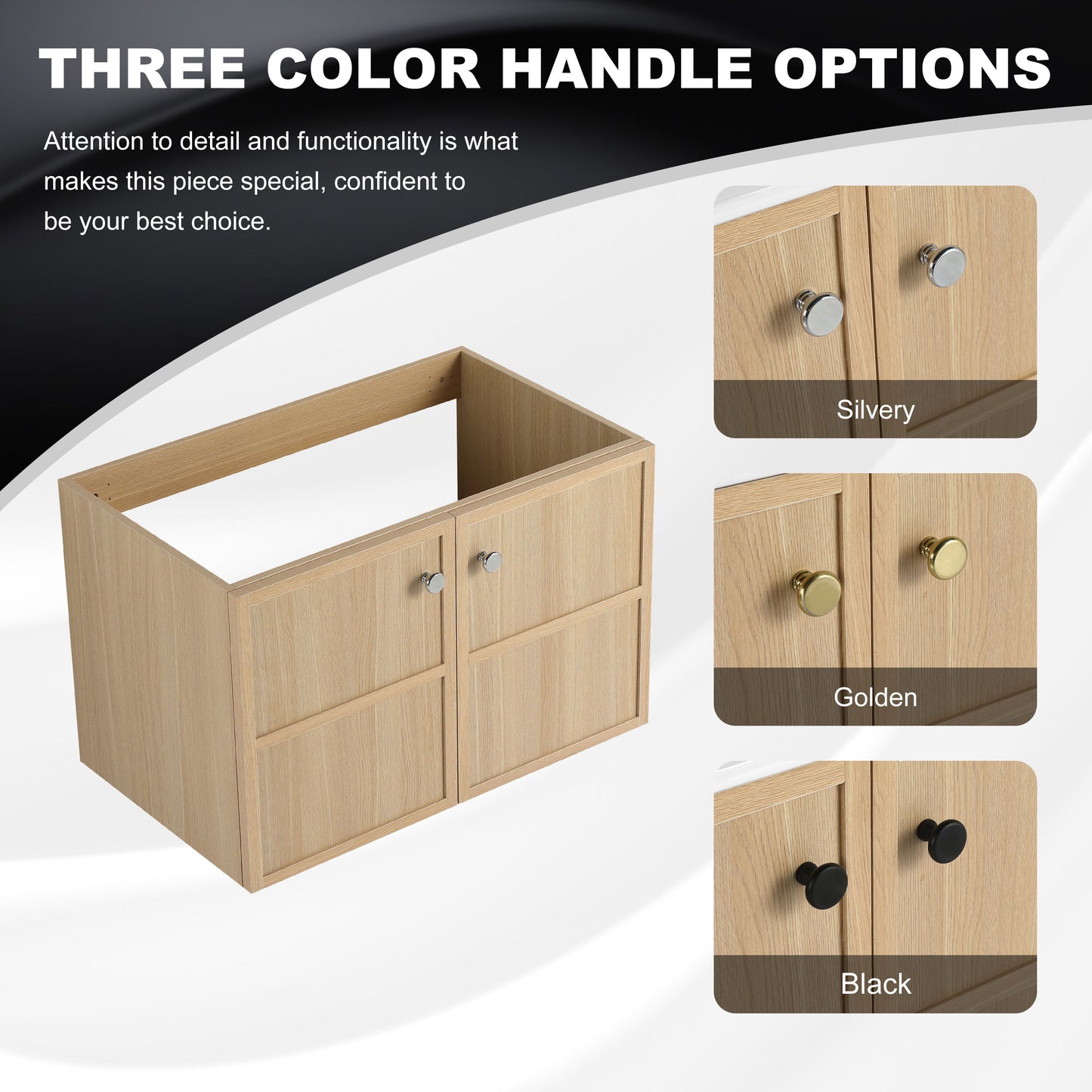 Modern 30" Wall Mounted Bathroom Vanity With Soft Closing Doors, Excluding Sink - Oak