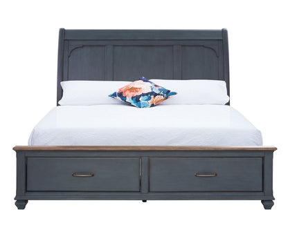 Americana - King Size Sleigh Bed - Blue