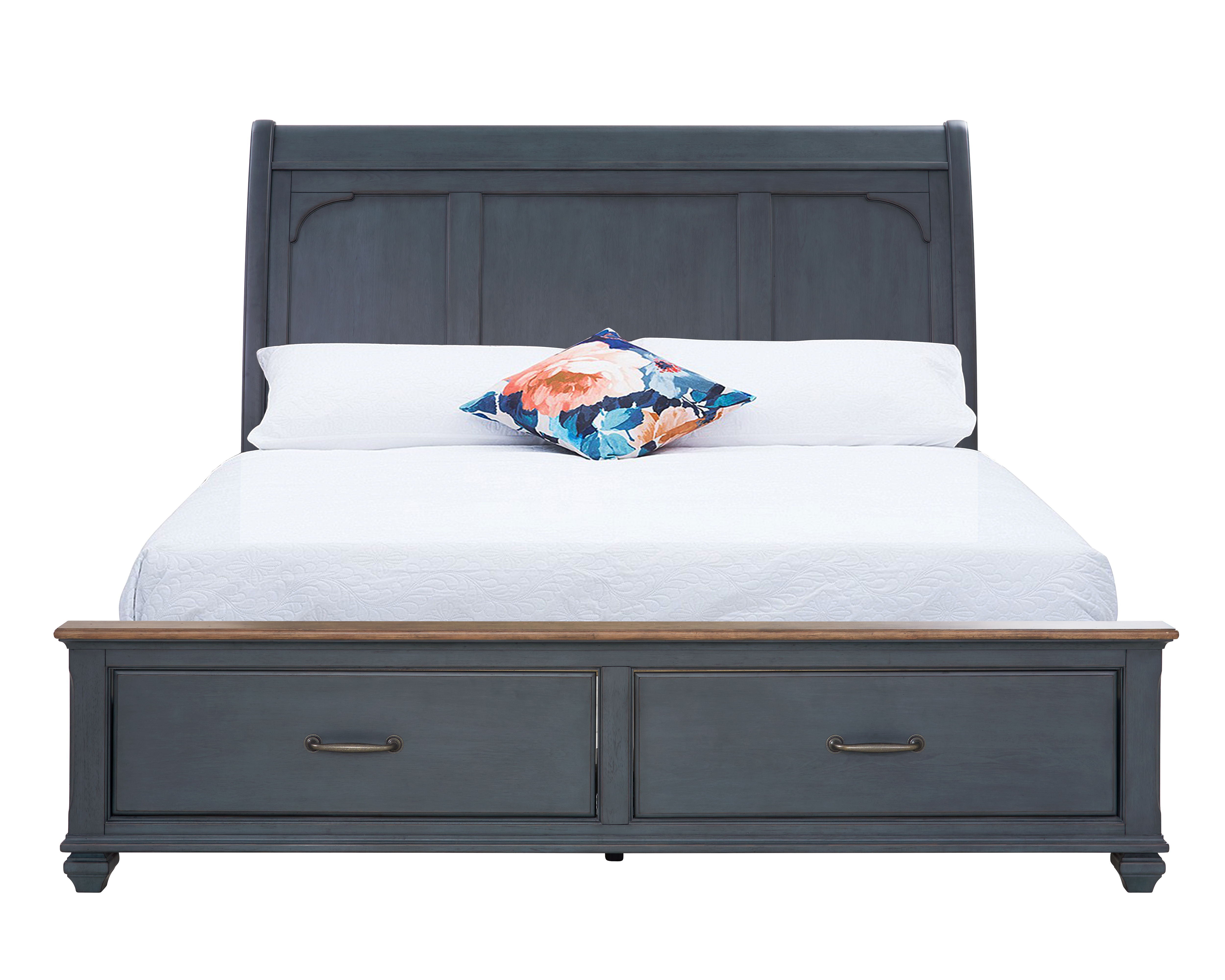 Americana - Queen Size Sleigh Bed - Blue