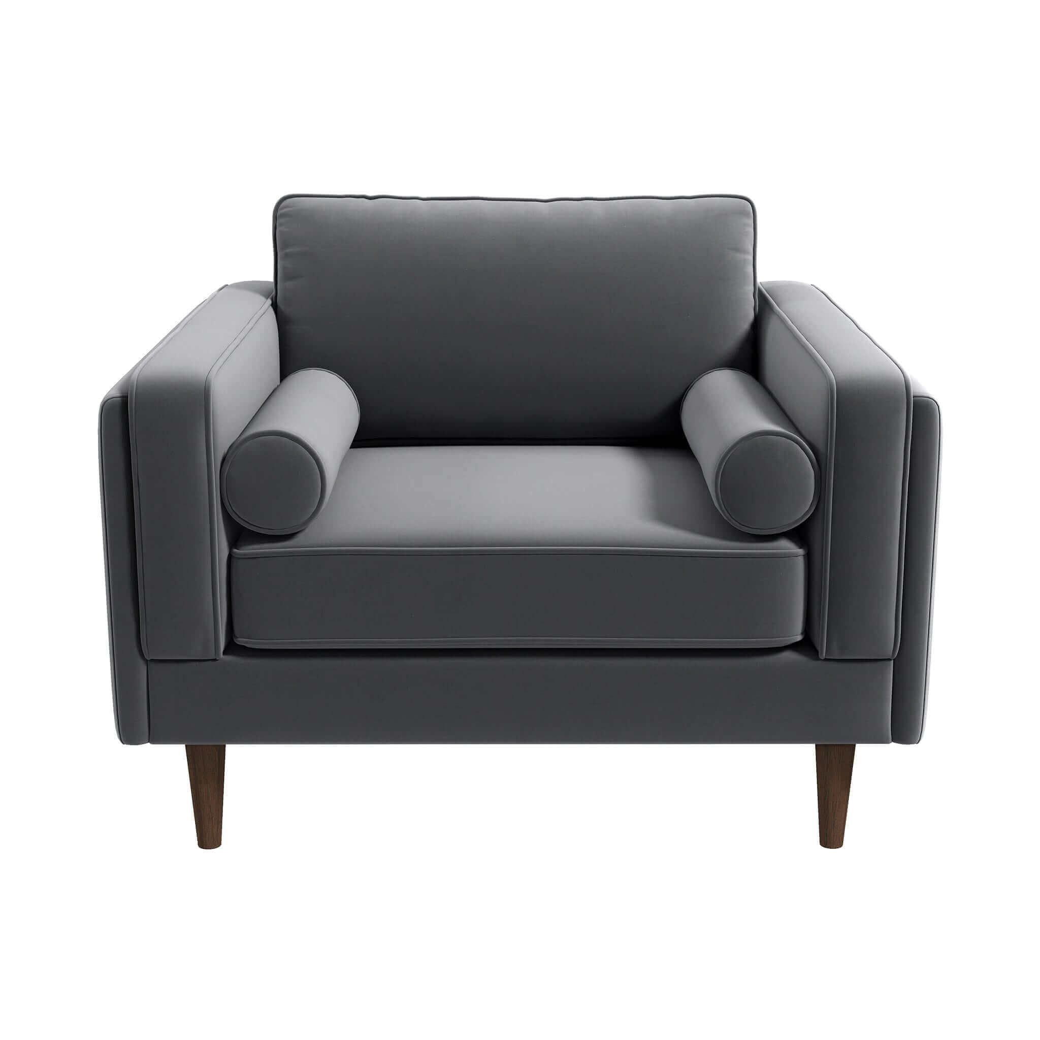 Amber - Velvet Lounge Chair - Brown / Gray