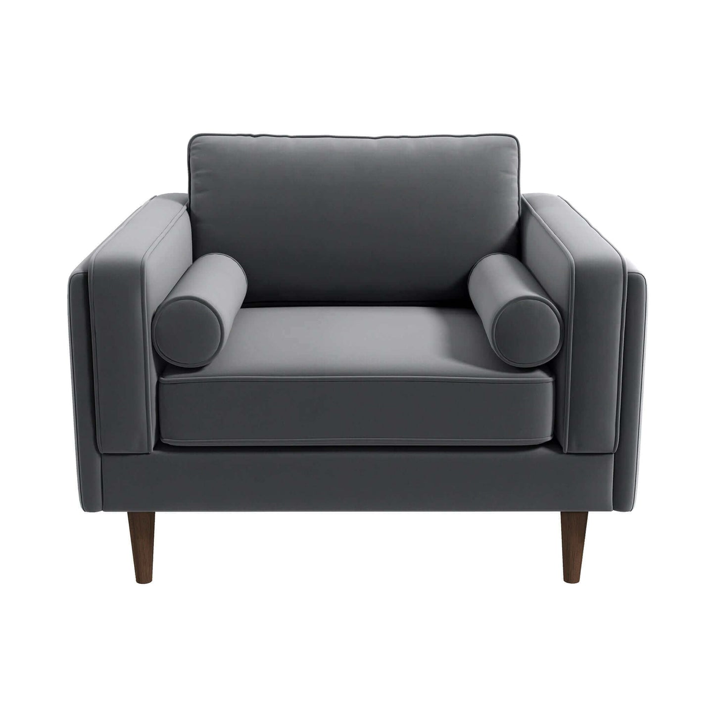 Amber - Velvet Lounge Chair - Brown / Gray