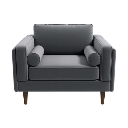 Amber - Velvet Lounge Chair - Brown / Gray