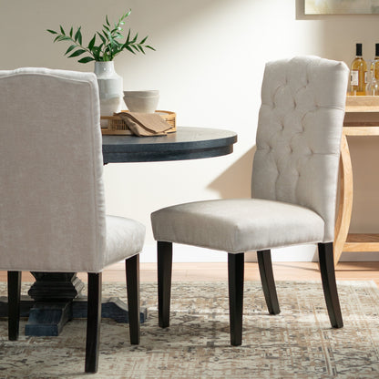 Harriet - Tufted Dining Chairs Upholstered With Solid Wood Frame (Set of 2) - Ivory