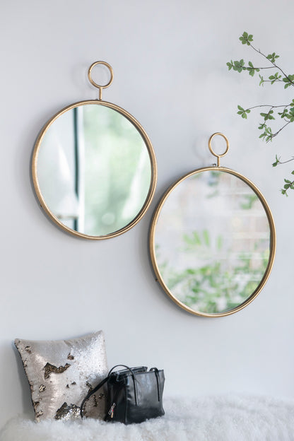 Circle Wall Mirror With Iron Frame, Accent Mirror For Living Room, Entryway, Office - Gold