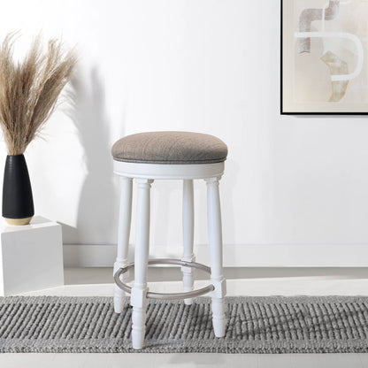26" Counter Height Swivel Bar Stools (Set of 2) With Upholstered Seat - White