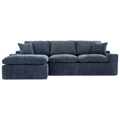 Cloud Sectional Sofa Upholstered Sofa Couch With Double-Layer Cushion And Side Pockets - Blue