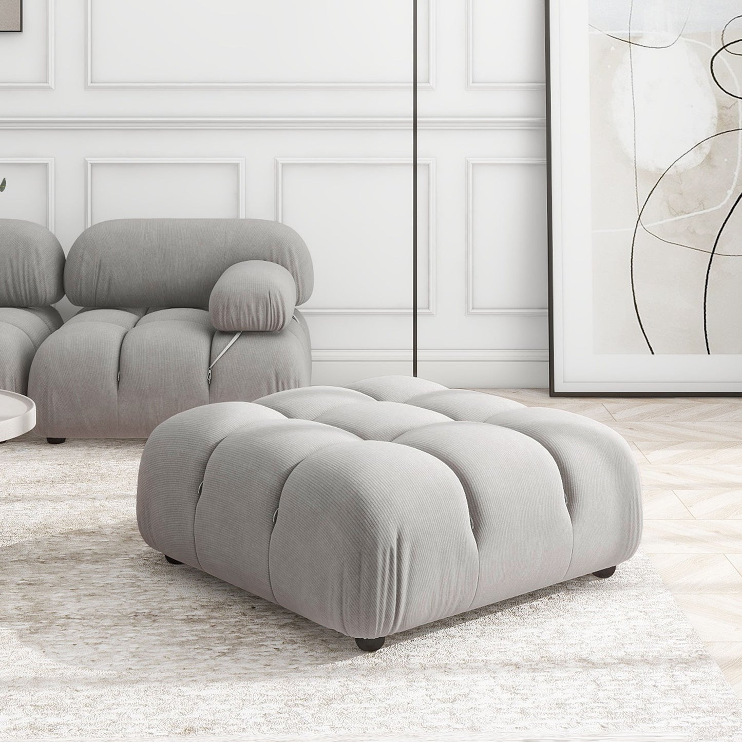 Marcel - Bubble Modular Modern Cocktail Ottoman - Pebble Gray