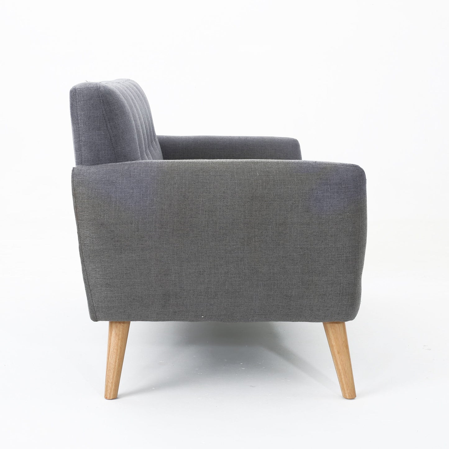 Mid Century Modern Loveseat Sofa With Button Tufted Backrest - Dark Gray