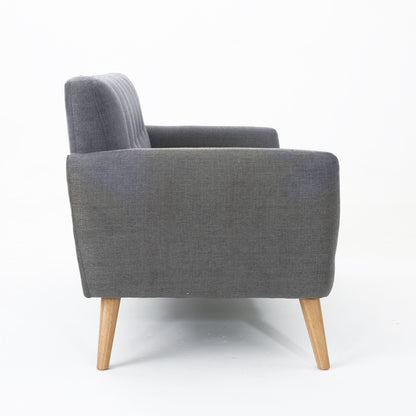 Mid Century Modern Loveseat Sofa With Button Tufted Backrest - Dark Gray