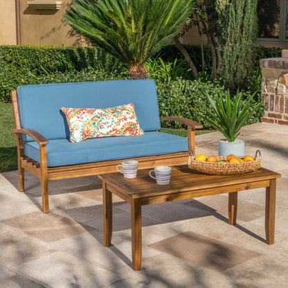 Outdoor Chat Set With Coffee Table And Loveseat - Teak