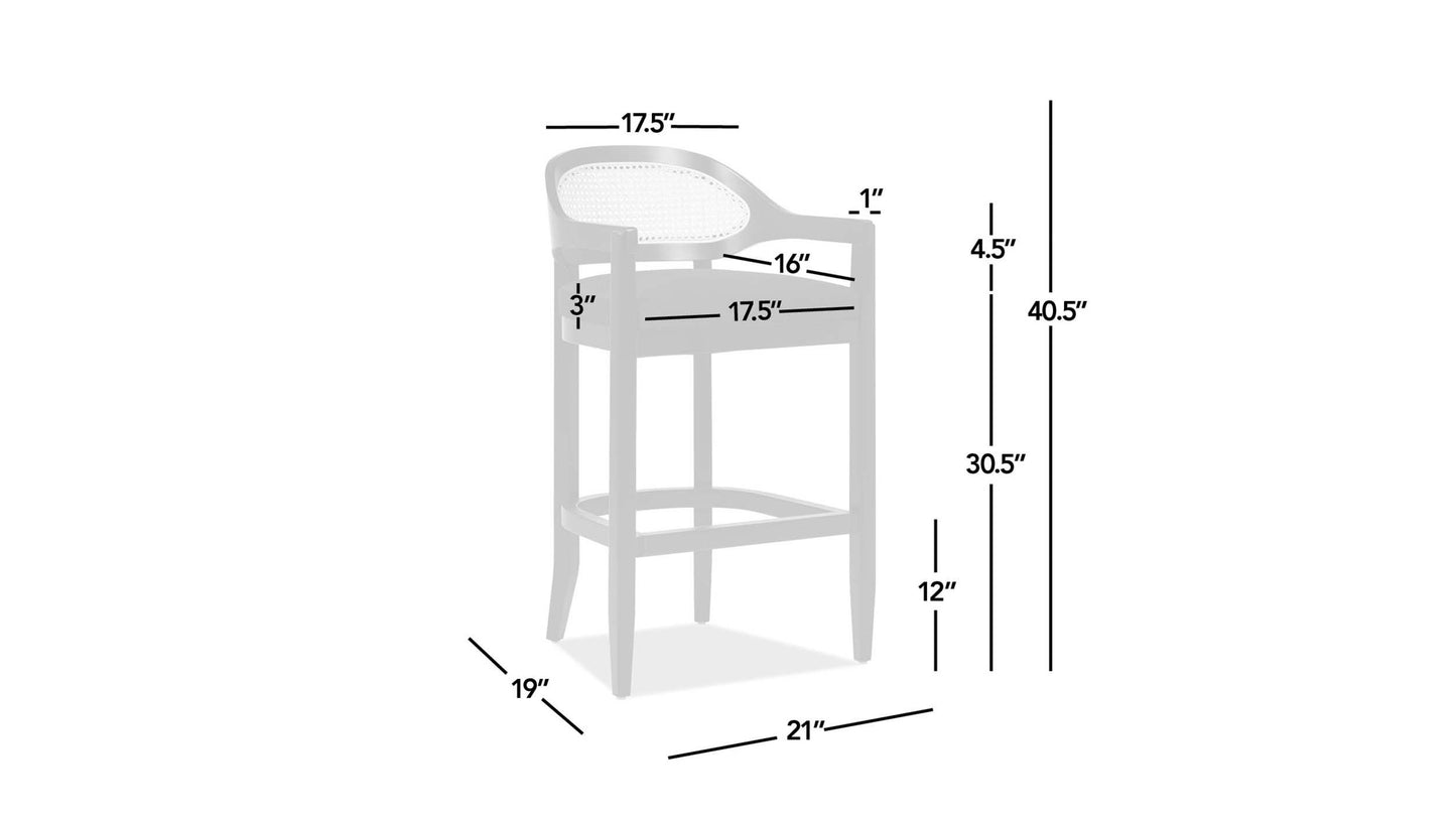 Americana - Mid-Century Modern Cane Back Bar Stool - Jet Black