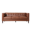 Comfy 3 Seat Sofa With Tufted Back, Modern For Living Room - Light Brown