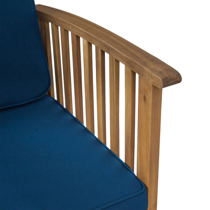 Casa Acacia Wood Club Chair (Set of 2) With Weather Resistant Cushions - Brown / Dark Teal