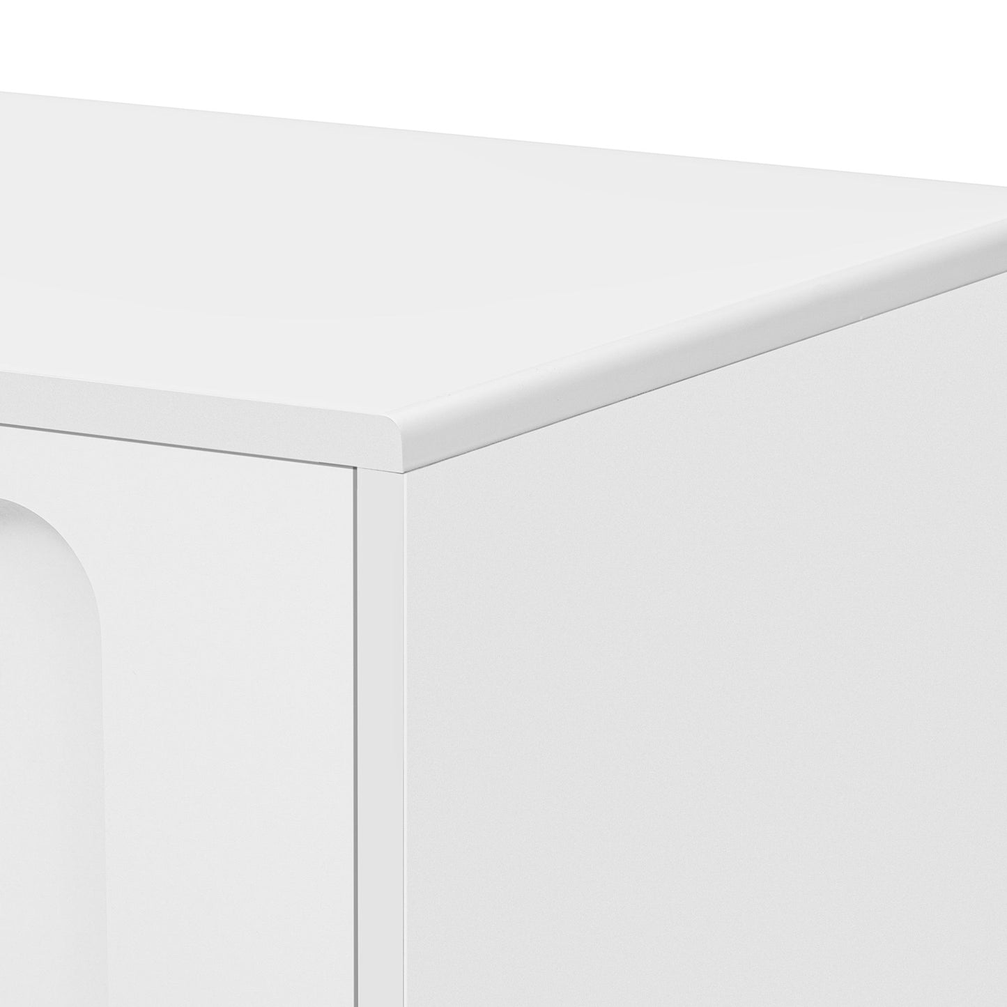 Modern TV Stand For TVs Up To 80", Entertainment Center With Glass Door, 2 Drawers And Cabinets, Wood TV Storage Cabinet With Solid Wood Legs And Metal Handles For Living Room - White