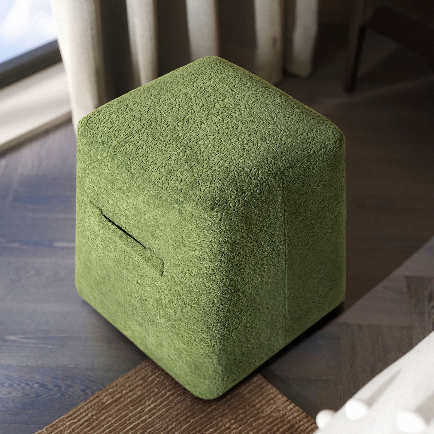Clyde - Tapered Square Upholstered Ottoman - Moss Green
