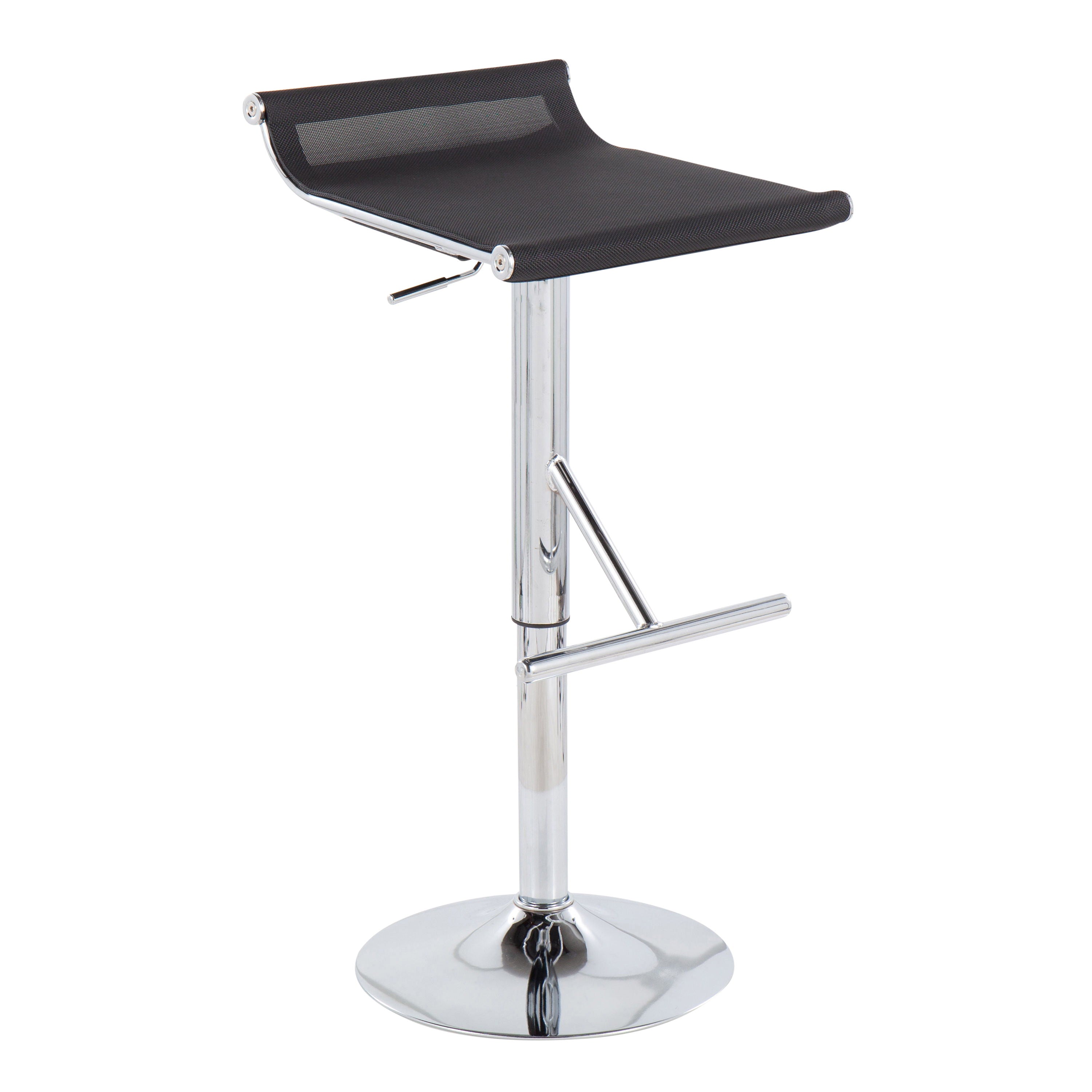 Mirage Ale - Contemporary Adjustable Bar Stool - Chrome / Black Mesh