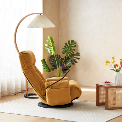 Adjustable Swivel Lounge Chair With 360 Degree Rotating Seat And Headrest Support, Leisure Chair Deck Chair Game Chair For Living Room - Yellow