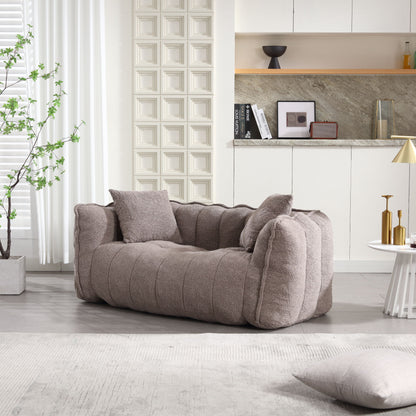 Soft Beanbag Chair With High Resilience Foam Core For Two People - Brown