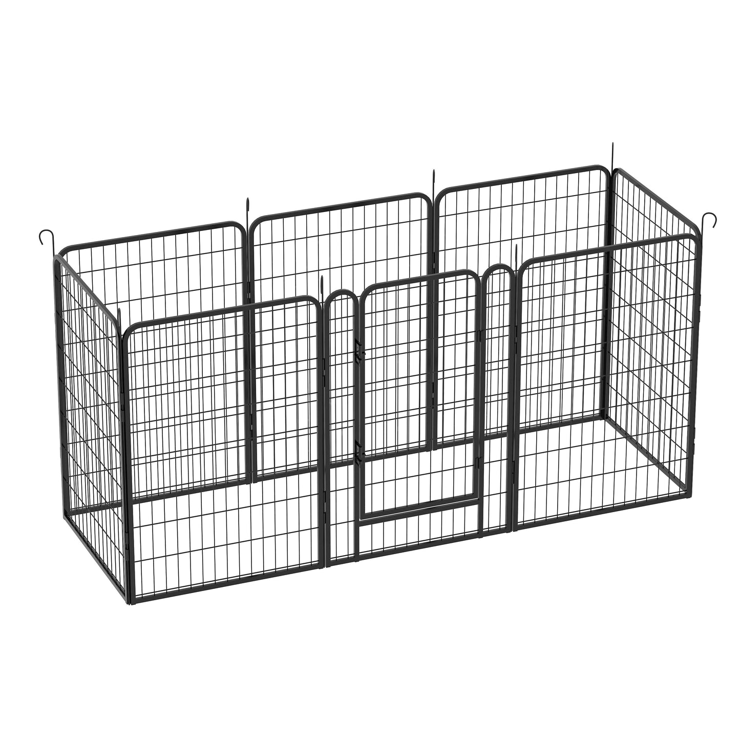 8 Panels Heavy Duty Metal Playpen With Door, Dog Fence Pet Exercise Pen For Outdoor, Indoor - Black