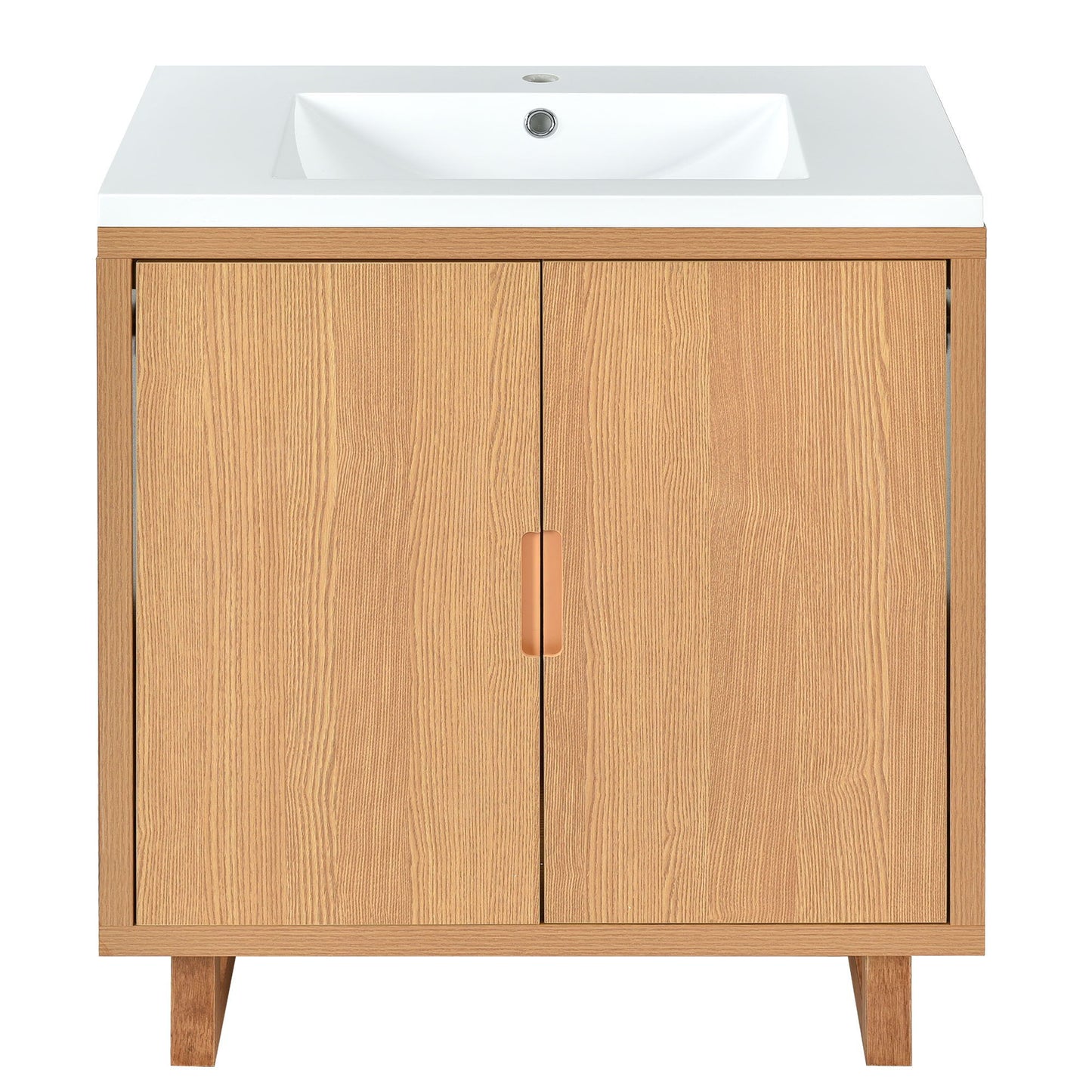 Bathroom Vanity Set With Sink, Combo Cabinet, Bathroom Storage Cabinet, Solid Wood Frame - Burly Wood