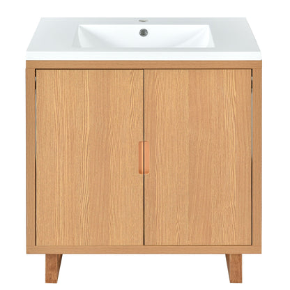 Bathroom Vanity Set With Sink, Combo Cabinet, Bathroom Storage Cabinet, Solid Wood Frame - Burly Wood