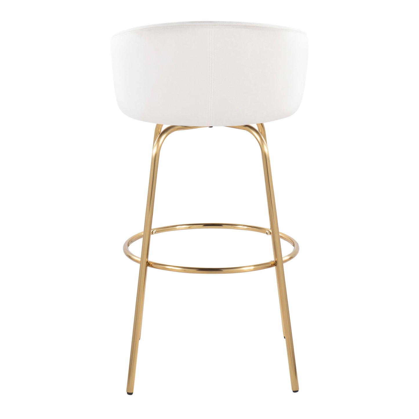 Claire - Contemporary / Glam Fixed - Height Barstool With Swivel With Round Footrest (Set of 2) - Cream