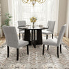 5 Piece Round Dining Table Set, Modern Dining Table And 4 Upholstered Chairs For Dining Room, Kitchen Room, Living Room - Gray / Black