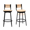 Honey Swivel Bar Stools Paper Rope Handwoven Barstools With Back (Set of 2) Rustic Round Counter Chairs For Dining Room, Kitchen Island - Honey