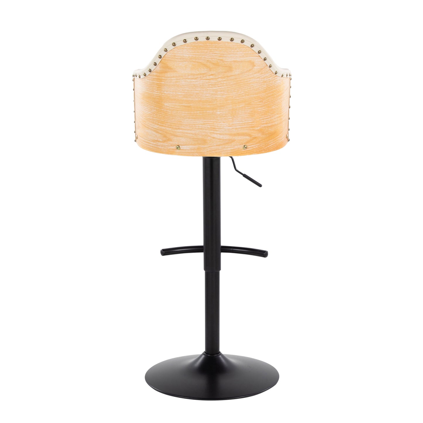 Ahoy - Contemporary Adjustable Barstool With Swivel With Rounded T Footrest (Set of 2) - Black / Natural / Cream