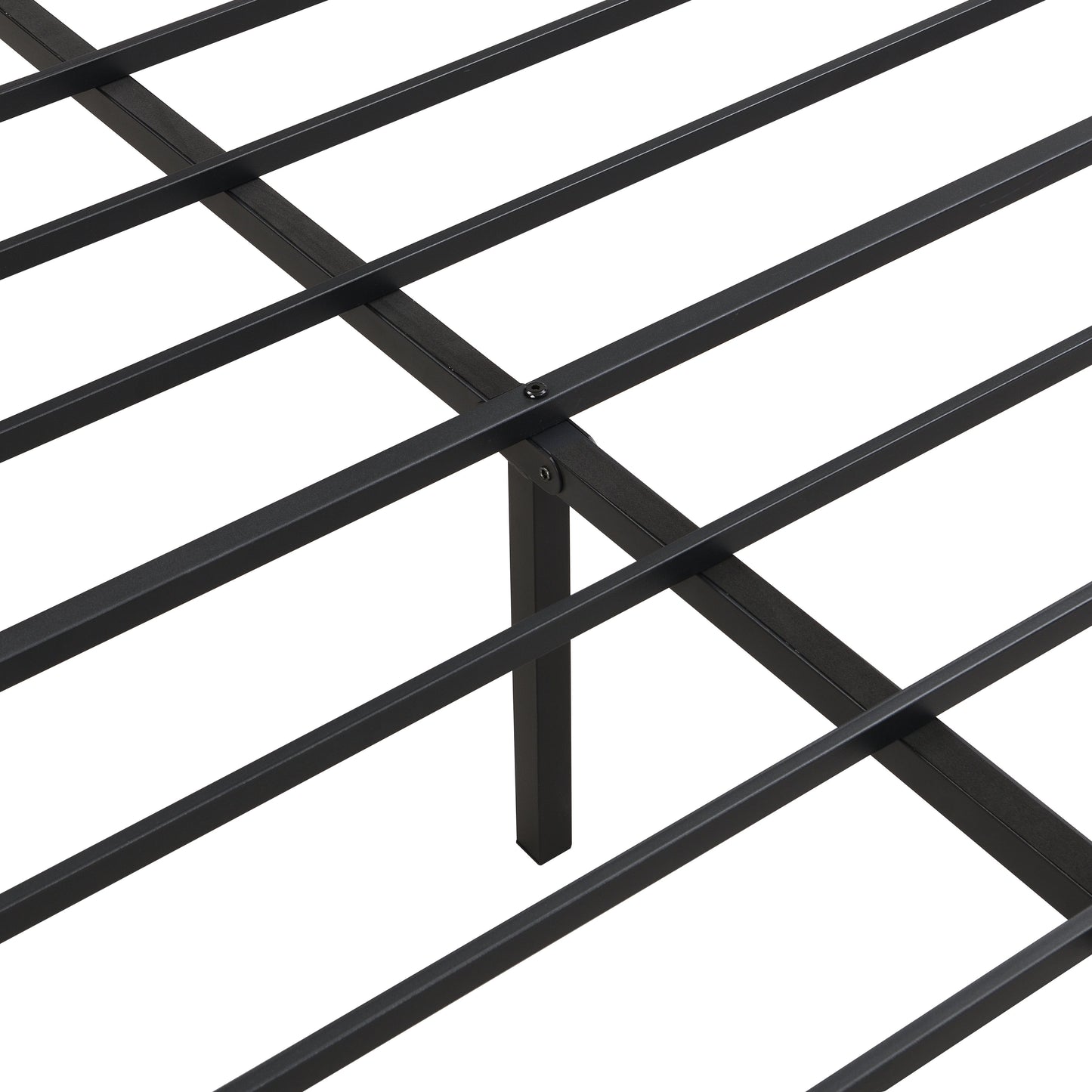 Queen Size Modern Metal Bedframe With Headboard, Durable Steel Structure - Black / Brown