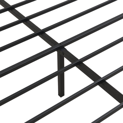 Queen Size Modern Metal Bedframe With Headboard, Durable Steel Structure - Black / Brown