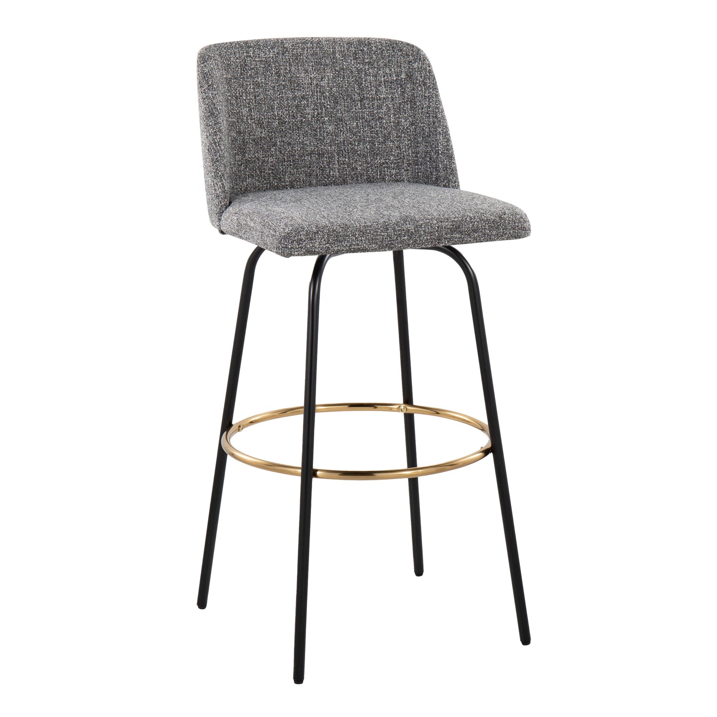 Toriano - Contemporary Fixed Height Barstool With Swivel With Round Footrest (Set of 2) - Gray / Black