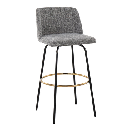 Toriano - Contemporary Fixed Height Barstool With Swivel With Round Footrest (Set of 2) - Gray / Black