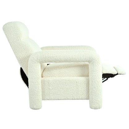 Push Back Recliner Armchair Upholstered Single Sofa With Adjustable Backrest For Living Room - Beige