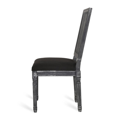French Country Inspired Dining Chair Set With Cane Backrest - Distressed Light Brown