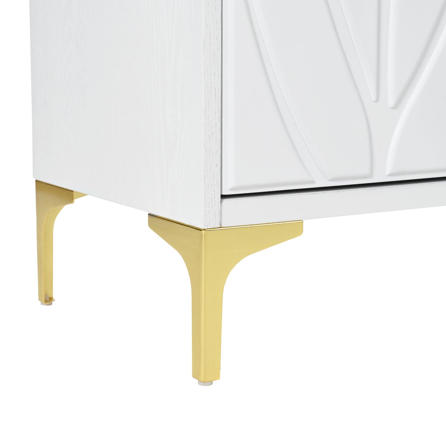 Creative Carved 4 Door Sideboard With Handleless Press To Open Design - White