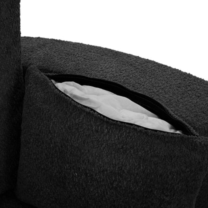 360 Degree Swivel Accent Barrel Chair With Removable Pillows - Black